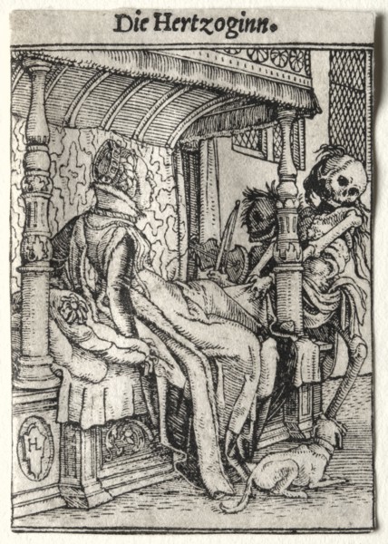 Dance of Death:  The Duchess. Hans Holbein (German, 1497/98-1543). Woodcut