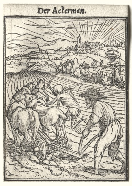 Dance of Death:  The Ploughman. Hans Holbein (German, 1497/98-1543). Woodcut
