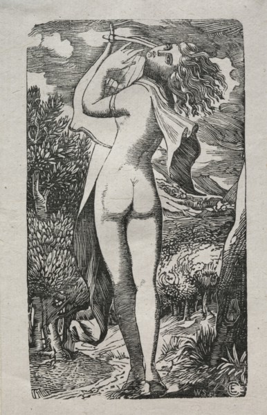 Bacchante or The Player on The Lyre, 1829. Edward Calvert (British, 1799-1883). Wood engraving