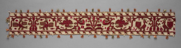 Band, 1600s. Greece, Cyclades Islands, Southern Group, Melos ?, 17th century. Embroidery; silk and