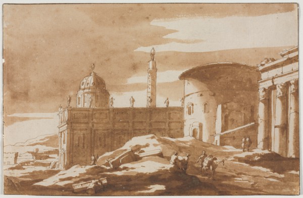 View of Ancient Buildings, second half 17th century. Jacob van der Ulft (Dutch, 1627-1689). Pen and