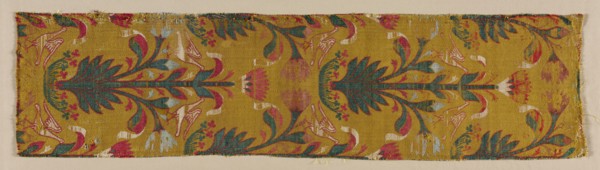 Silk Fragment, 15th century. Spain, Mudejar, 15th century. Lampas weave, silk; average: 57.8 x 14.6