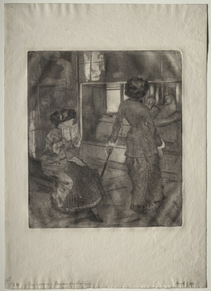 Mary Cassatt at the Louvre: The Etruscan Gallery, 1879-1880. Edgar Degas (French, 1834-1917).