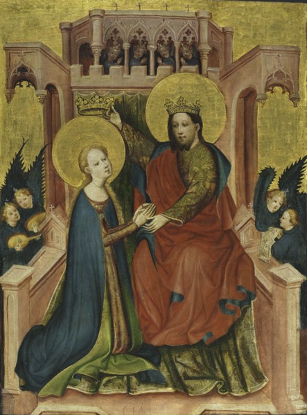 Coronation of the Virgin, c. 1410. Master of the Fröndenberg Altarpiece (German). Tempera and gold