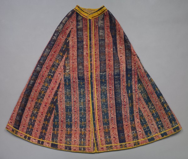 Striped silk mantle for a statue of the Virgin, late 1400s to 1500s. Spain, Granada, Nasrid period.