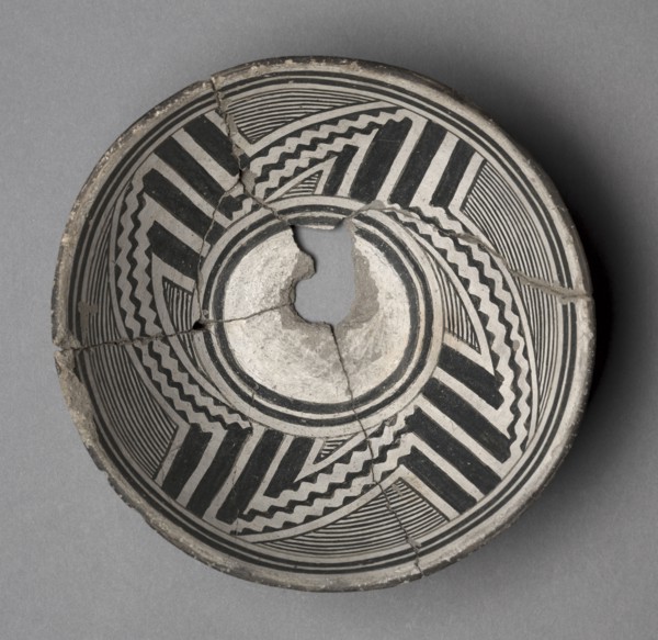 Bowl with Geometric Design (Four- Part Pinwheel), c 1000- 1150. Southwest, Mogollan, Mimbres,