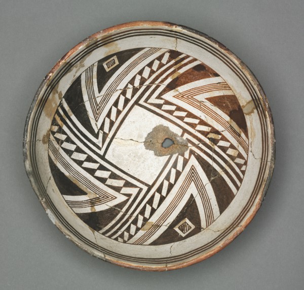 Bowl with Geometric Design (Two- part Design), c. 1000-1150. Southwest, Mogollon, Mimbres,