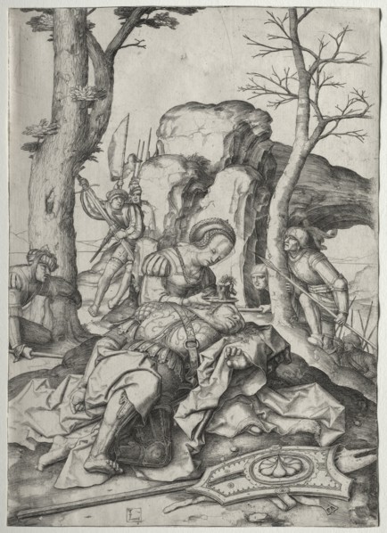 Samson and Delilah, c. 1507. Lucas van Leyden (Dutch, 1494-1533). Engraving; sheet: 28.5 x 20.5 cm