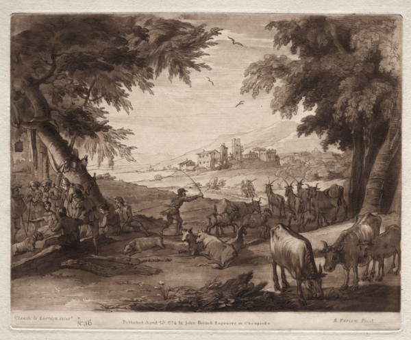 Liber Veritatis:  No. 36, Pastoral Scene with Villagers and a Herd of Oxen and Goats, 1777. Richard