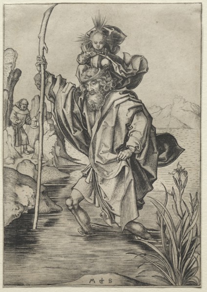St. Christopher. Martin Schongauer (German, c.1450-1491). Engraving