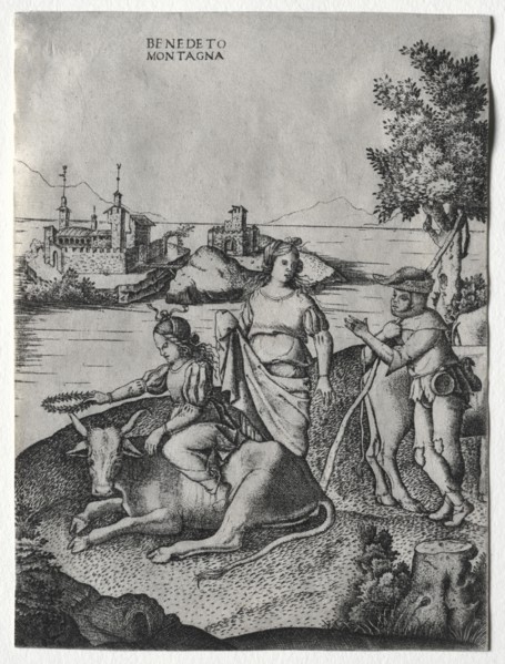 Rape of Europa, c. 1515-1520. Benedetto Montagna (Italian, c. 1481-1555/58). Engraving