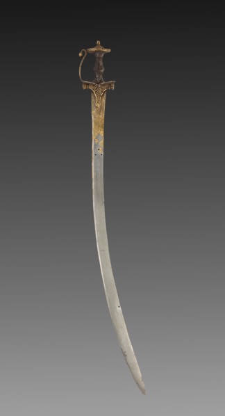 Tulwar Sword, 1700s. India, probably Deccan, 18th century. Iron hilt with gold; steel blade with