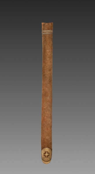Scabbard, 1700s-1800s. India, 18th-19th Century. Velvet lining with leather straps; wooden scabbard