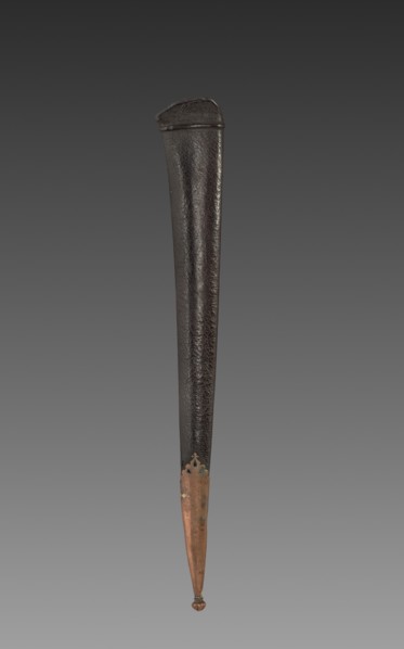 Dagger (brown leather case), 1700s-1800s. India, 18th-19th Century. Silver inlay and leather;
