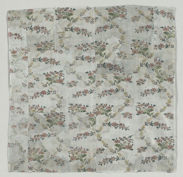 Brocaded Silk Cover, 1700s. Italy, 18th century. Brocade, silk; overall: 104.1 x 104.1 cm (41 x 41