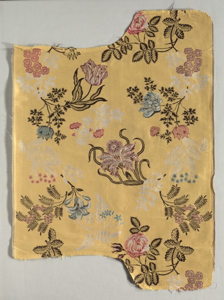 Strip of Brocaded Silk, 1700s. England, Spitalfields, 18th century. Silk; overall: 76.2 x 53.7 cm