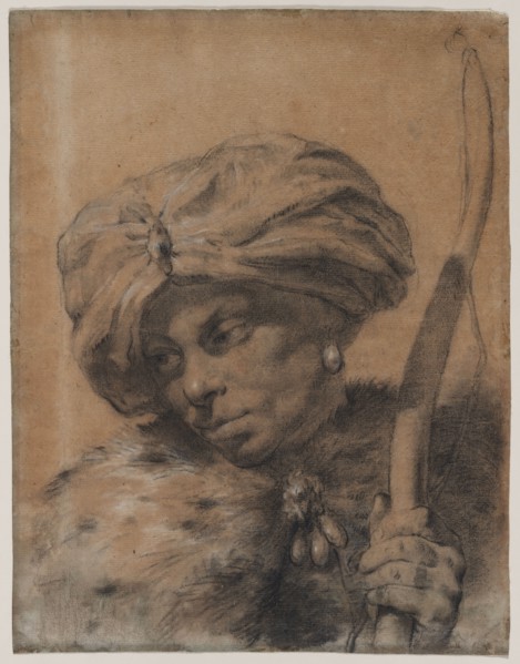 Archer with Turbaned Headdress, c. 1740. Giovanni Battista Piazzetta (Italian, 1682-1754). Black