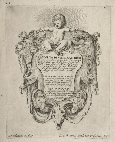 Collection of Various Caprices and New Designs of Cartouches and Ornaments. Stefano Della Bella