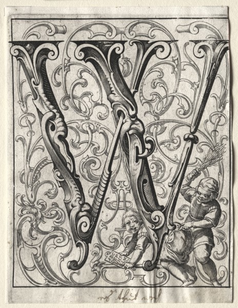 New ABC Booklet:  W, 1627. Lucas Kilian (German, 1579-1637). Engraving