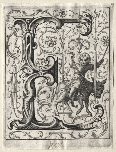 New ABC Booklet:  E, 1627. Lucas Kilian (German, 1579-1637). Engraving