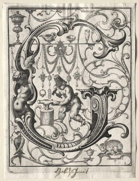 New ABC Booklet:  G, 1627. Lucas Kilian (German, 1579-1637). Engraving