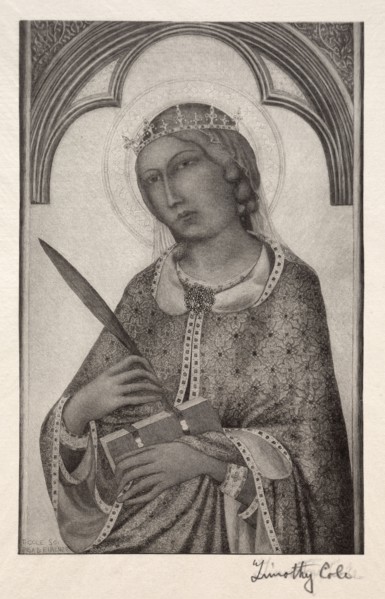 Old Italian Masters:  St. Catherine of Alexandria, 1888-1892. Timothy Cole (American, 1852-1931).