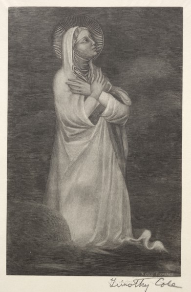 Old Italian Masters:  Figure of the Virgin, 1888-1892. Timothy Cole (American, 1852-1931). Wood