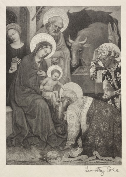 Old Italian Masters:  The Adoration of the Magi, 1887. Timothy Cole (American, 1852-1931). Wood