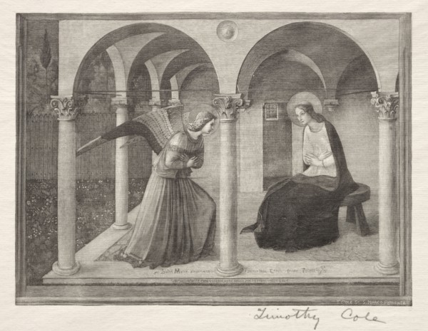 Old Italian Masters:  The Annunciation, 1888-1892. Timothy Cole (American, 1852-1931). Wood