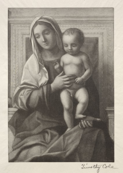 Old Italian Masters:  Madonna and Child, 1888-1892. Timothy Cole (American, 1852-1931). Wood