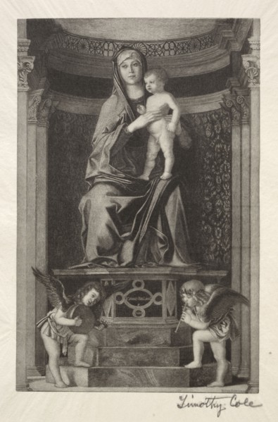 Old Italian Masters:  Madonna and Child, 1888-1892. Timothy Cole (American, 1852-1931). Wood