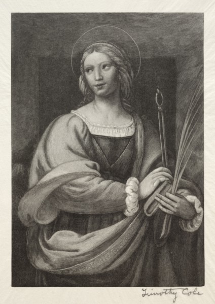 3: Old Italian Masters:  St. Apollonia, 1888-1892. Timothy Cole (American, 1852-1931). Wood