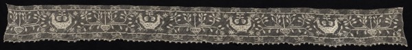 Border with Double-Headed Birds and Vases with Vines and Flowers, 19th century. Italy, Sardinia,