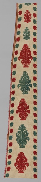 Portion of a Bed Tent, 1700s. Greece, Dodecanese Islands, Rhodes, 18th century. Embroidery: silk on