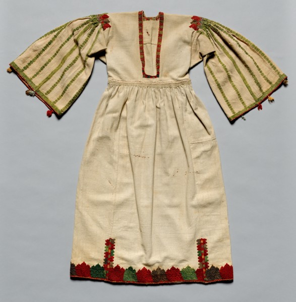 Woman's Dress, 1700s. Greece, Dodecanese Islands, Tilos ?, 18th century. Embroidery; silk and gold