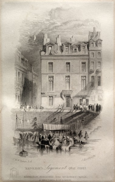 Napoleon's Logement, Quai Conti, 1835. John Horsburgh (British, 1791-1869), after Joseph Mallord