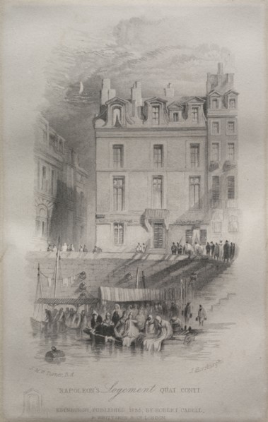 Napoleon's Logement, Quai Conti, 1835. John Horsburgh (British, 1791-1869), after Joseph Mallord