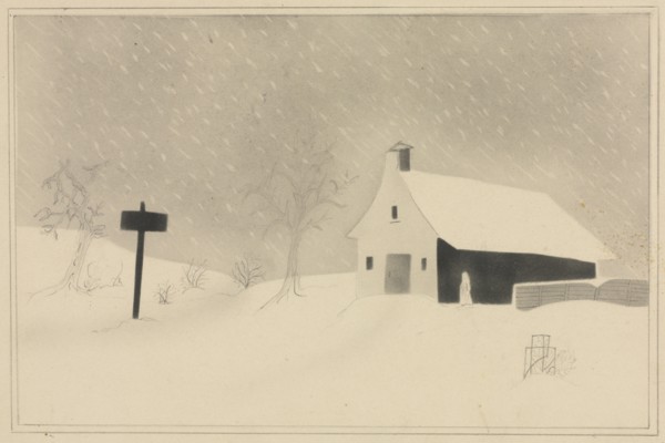 Snow Storm in Vermont. Mary Altha Nims (American, 1817-1907). Pencil;