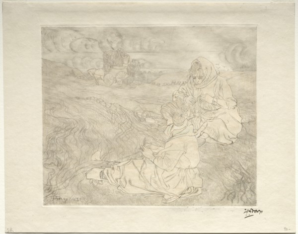 Net Menders, 1899. Jan Toorop (Dutch, 1858-1928). Etching