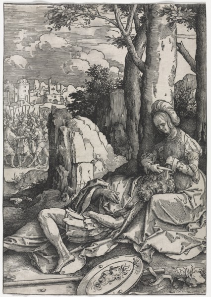 The Power of Women: Samson and Delilah, c. 1512. Lucas van Leyden (Dutch, 1494-1533). Woodcut;