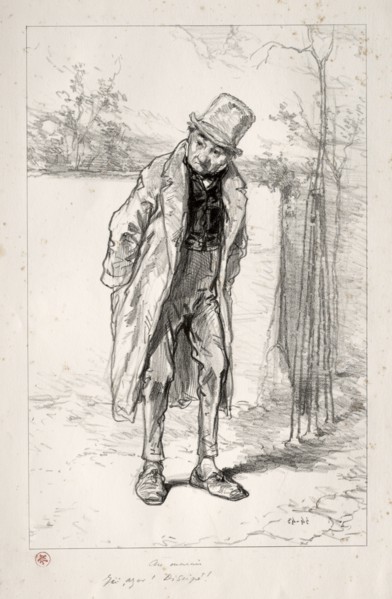 Physionomies Parisiennes:  Au Marais.  Ici, Azor! ici!, 1857-58. Paul Gavarni (French, 1804-1866).