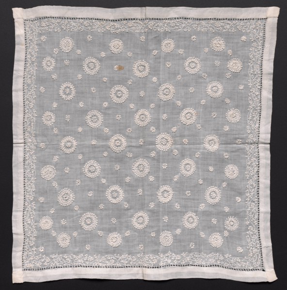 Square, 1800s. France, 19th century. Embroidery: linen; overall: 35.5 x 36.8 cm (14 x 14 1/2 in.).