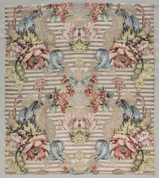 Fragment, 1715-1725. France, 18th century, Period of Louis XV (1723-1774). Silk, gold and silver