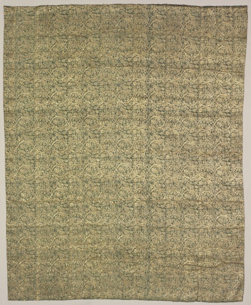 Fragment, 1800s. Iran, 19th century. Compound weave: silk and gold; overall: 62.3 x 76.2 cm (24 1/2