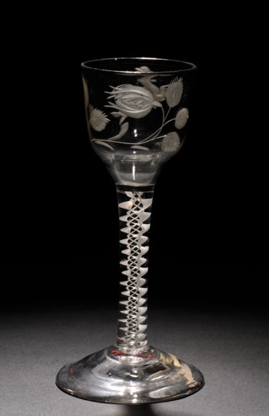 Wine Glass, 1750-1799. England, 18th century. Glass; diameter: 4.8 cm (1 7/8 in.); overall: 14 x 6