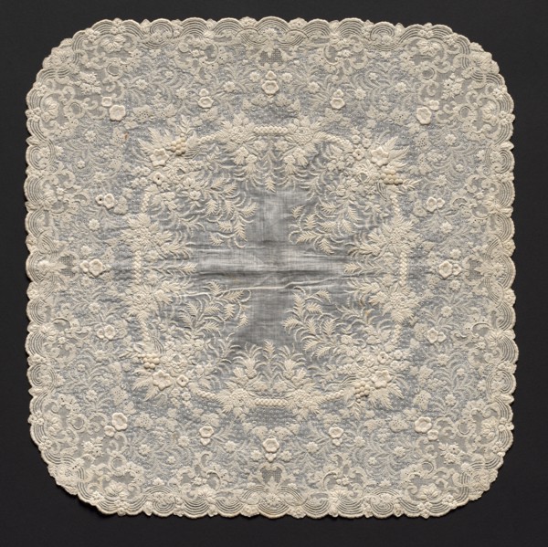 Embroidered Handkerchief, early 19th century. Switzerland, early 19th century. Embroidery: linen;