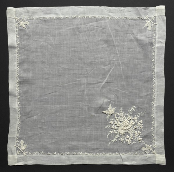 Embroidered Handkerchief, 19th century. Switzerland, 19th century. Embroidery: linen; average: 41.3