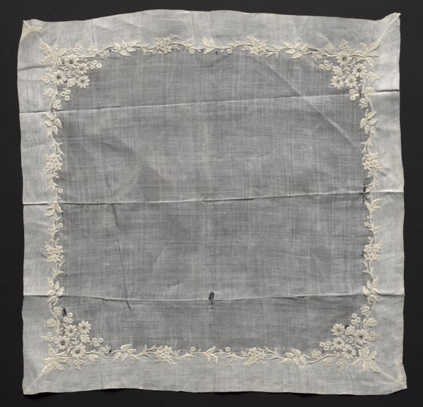 Embroidered Handkerchief, late 19th century. Switzerland, late 19th century. Embroidery: linen;