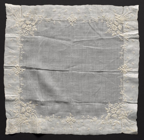 Embroidered Handkerchief, late 19th century. Switzerland, late 19th century. Embroidery: linen;