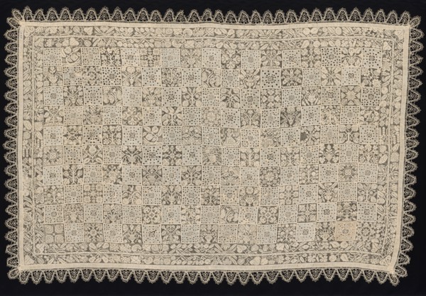 Cloth with One Figure of a Woman Carrying a Cross Surrounded by Floral and Vegetal Patterns, 18th